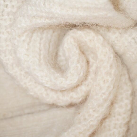 H&M Zip Chunky Alpaca Wool Creme Oversized Cable Knit Funnel Collar Sweater S - Picture 9 of 9